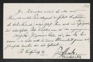 Brief von Fritz von Unruh und Friederike von Unruh an Gerhart Hauptmann und Margarete Hauptmann