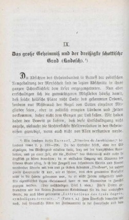 IX. Das große Geheimniß und der dreißigste schottische Grad (Kadosch).