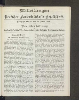 Beilage zu Stück 15 vom 25. August 1898.