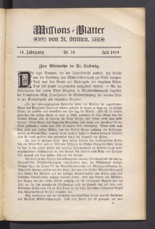 18. Jahrgang. Nr. 10. Juli 1914
