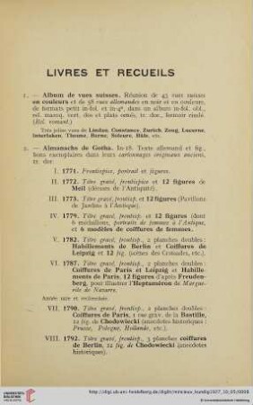 Livres et recueils (Nr. 1-277)