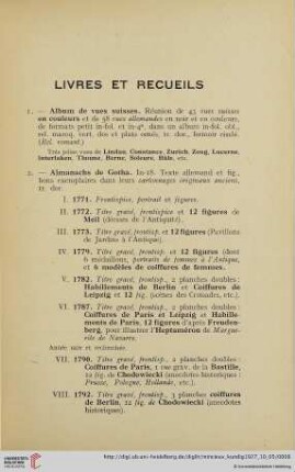 Livres et recueils (Nr. 1-277)