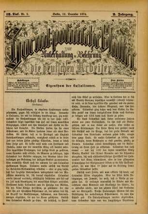 12. Lief. Nr. 2. Berlin, 12. December 1874. 2. Jahrgang.