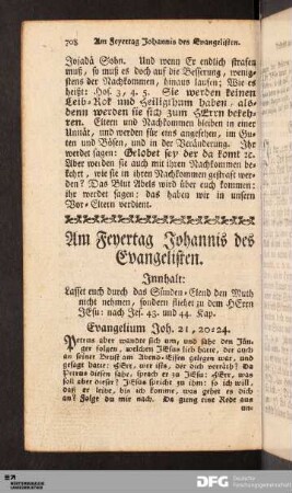 Am Feyertag Johannis des Evangelisten