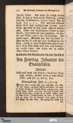 Am Feyertag Johannis des Evangelisten