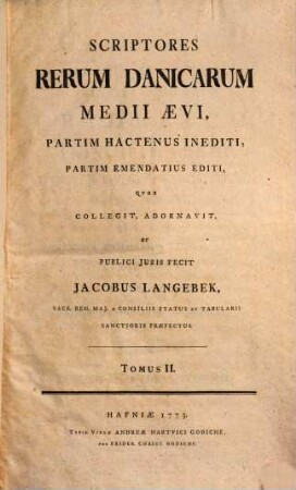 Scriptores rerum Danicarum medii aevi, Tomus 2.