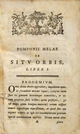 Pomponii Melae De Sitv Orbis Libri III : Ad Splendidissimvm Abrah. Gronovii Exemplar Recvsi