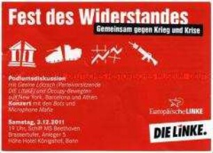 Einladung zu einer Podiumsdiskussion der Linken und der Occupy-Bewegung "Gemeinsam gegen Krieg und Krise" in Bonn