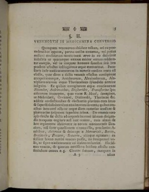 §. II. Venenorum In Medicamina Conversio.