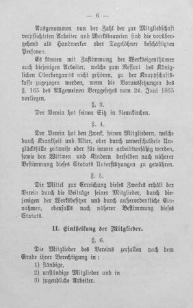 II. Eintheilung der Mitglieder.