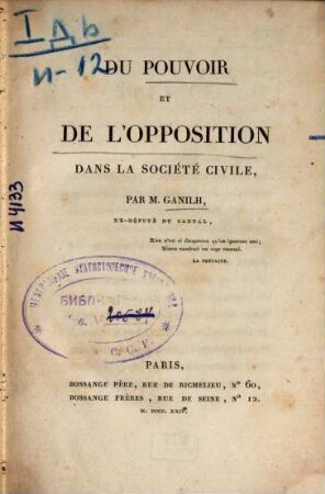 Du pouvoir et de l'opposition dans la société civile