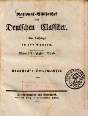 Klopstock's Briefwechsel