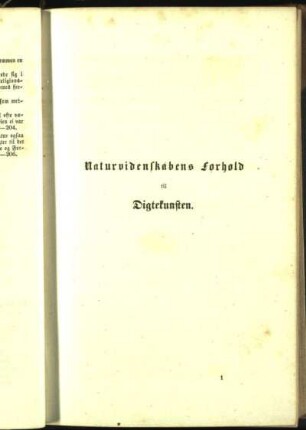 Naturvidenskabens Forhold til Digtekunsten.