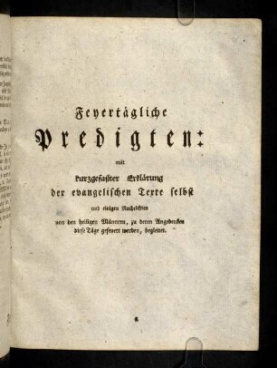 1-164, Feyertaegliche Predigten