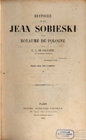 Histoire du roi Jean Sobieski et du royaume de Pologne, 2