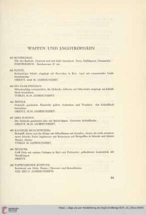 Waffen und Jagdtrophäen (Nr. 443-472)