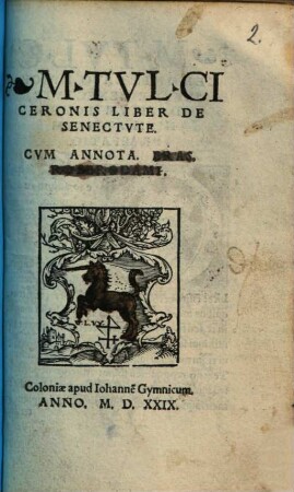 M. Tul. Ciceronis liber de senectute