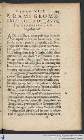 Liber VIII. De Generibus Triangulorum
