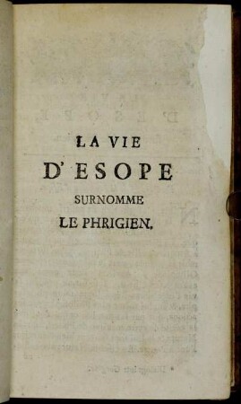 La Vie D'Esope Surnomme Le Phrigien
