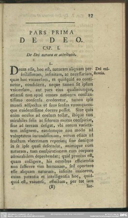 Pars Prima De Deo