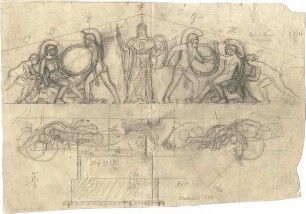 Thiersch, August ; Ägina (Griechenland); Ausgrabungen - Giebel (Teilansicht)