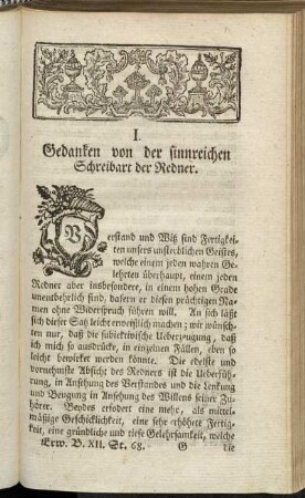 I. Gedanken von der sinnreichen Schreibart der Redner.