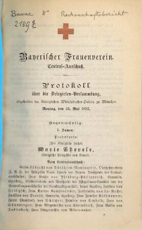 Protokoll über die Delegirten-Versammlung. 1892. Jahresbericht 1891