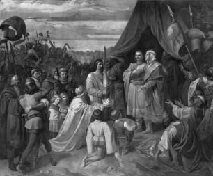 Szenen aus der Geschichte Böhmens — Ottokar I. Přemysl und Vladislav Heinrich nach der Versöhnung