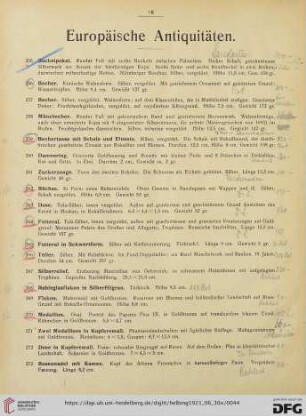 Europäische Antiquitäten (Nr. 255-319)