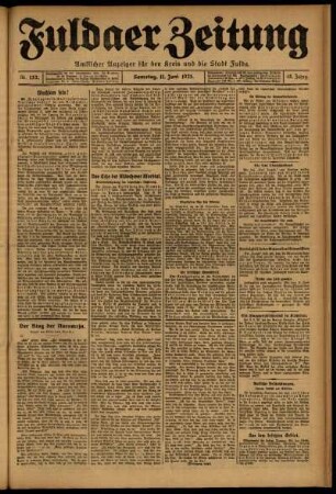Erste Ausgabe vom Samstag, den 11. Juni 1921.