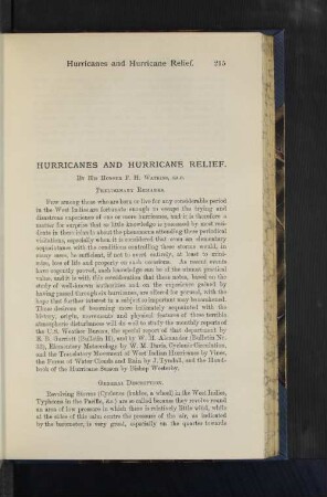 Hurricanes and Hurricane Relief