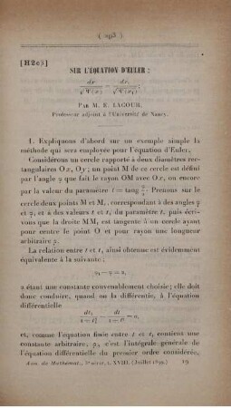 Sur l'équation d'Euler ...