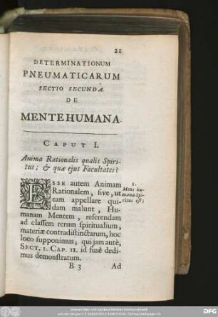Sectio Secunda. De Mentehumana.