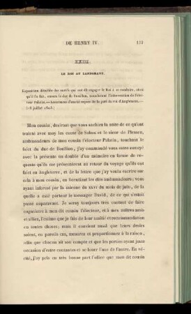 XXIII. Le Roi au Landgrave (18 juillet 1603)