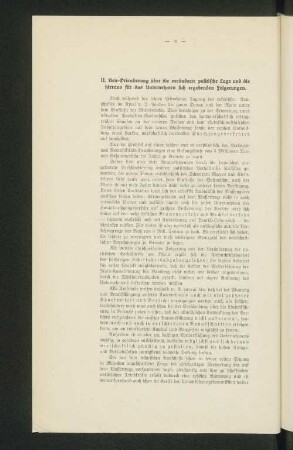 II. Neu-Orientierung über die veränderte politische Lage und die hieraus für das Unternehmen sich ergebenden Folgerungen.