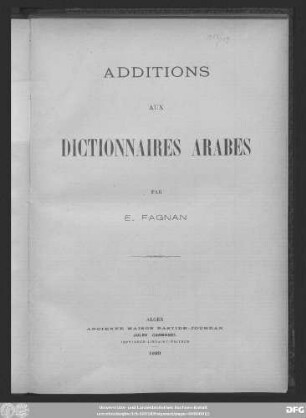 Additions aux dictionnaires arabes