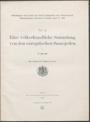 Eine völkerkundliche Sammlung von den europäischen Samojeden