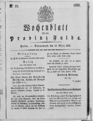Nr. 10, Ausgabe vom 10. März 1838