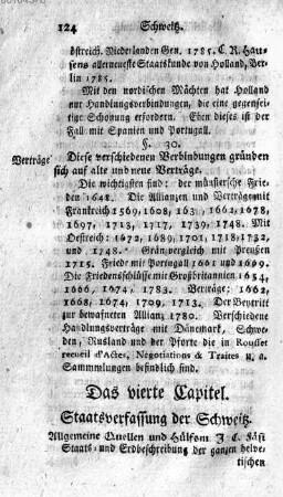 Das vierte Capitel. Staatsverfassung der Schweitz