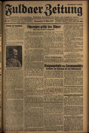 Erste Ausgabe vom Donnerstag, den 19. März 1936.