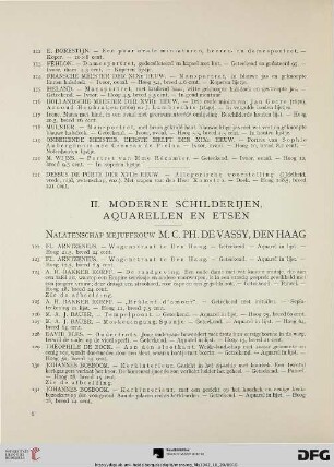 II. Moderne schilderijen, aquarellen en etsen (Nr. 122-175)