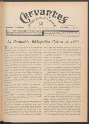 La producción bibliográfica cubana en 1932