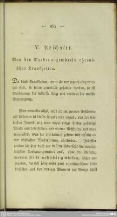 V. Abschnitt. Von den Vorbauungsmitteln chronischer Krankheiten