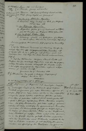 Anordnung zur Zusendung eines gerichtlichen Gutachtens zu dem Examenskandidat Thierbach bezüglich der Ablegungs seines Examens in Göttingen.