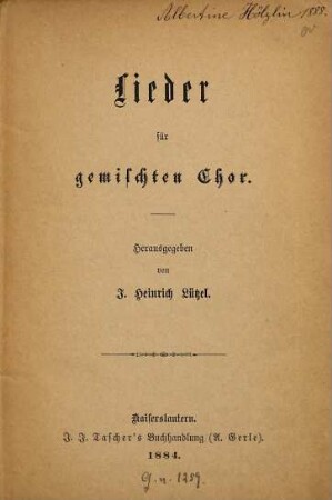Lieder für gemischten Chor