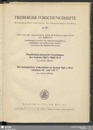 Physikalisch-chemische Grundlagen des Systems MgCl 2 - MgO - H 2 O