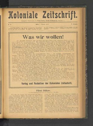Nr. 19. Berlin, 1. Oktober 1909. 10. Jahrgang