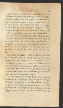 XIX. Genre XLVII. Manie.