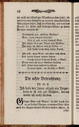 Die achte Betrachtung