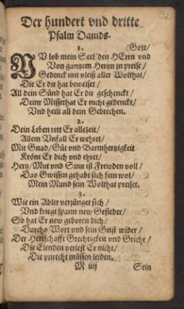 Der hundert und dritte Psalm Davids.